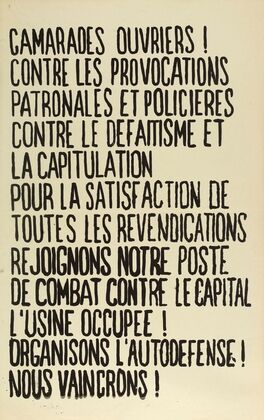 Camarades Ouvriers Contre Les Provocations Patronales Et Policieres Contre Le Defaitisme Et La Capitulation (1968)