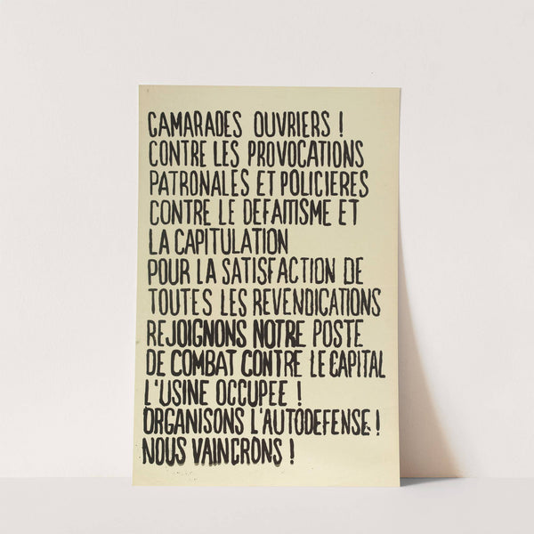 Camarades Ouvriers Contre Les Provocations Patronales Et Policieres Contre Le Defaitisme Et La Capitulation (1968) by Pierre Alechinsky