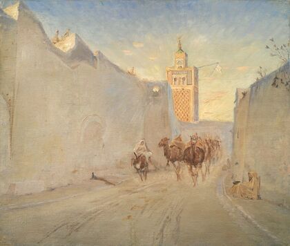 Camels in a Street in Tunisia