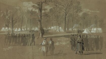 Camp of the second Connecticut regiment at Washington, in a grove on the north side of the city- Near the New York 7th