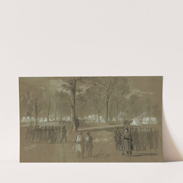 Camp of the second Connecticut regiment at Washington, in a grove on the north side of the city- Near the New York 7th (1861) by Alfred Rudolph Waud