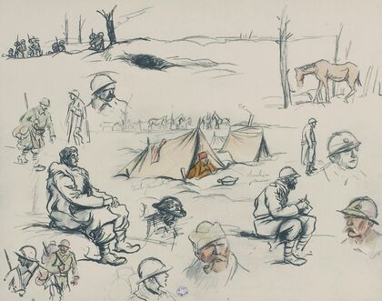 Campement et croquis de soldats