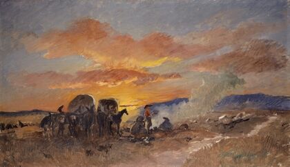 Campfire at Sunrise in the Laramie Plains