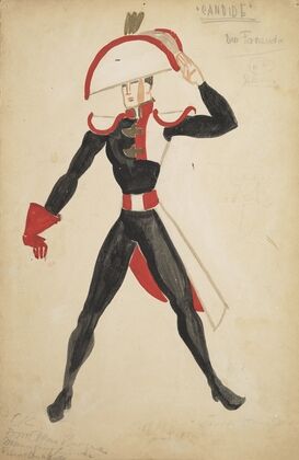 Candide: Don Fernando Wearing black, white, and red costume with hat (1934-1943)