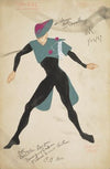 Candide: Pangloss green and purple cape and hat with white Aiguillette (1934-1943)