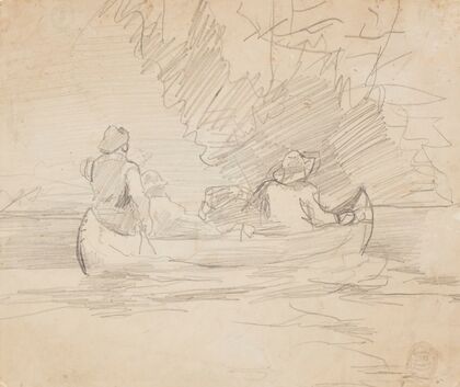 Canoe with Three Men
