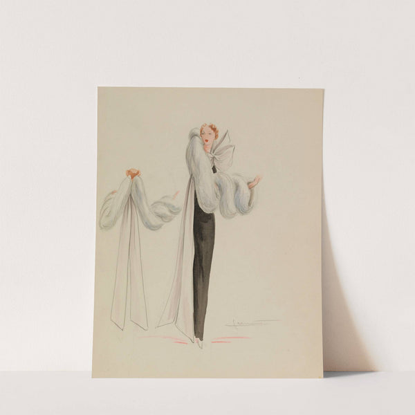 Cape blanche avec manches en fourrure blanche enroulée (1938) by Jeannette