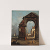 Caprice, avec arc triomphal en ruine et paysage du bord de la lagune (18th century) by Francesco Guardi