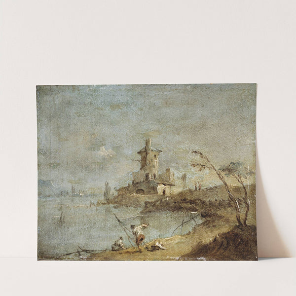 Caprice rustique, avec tour au bord de l’eau (18th century) by Francesco Guardi