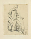Capuchin monk in long tunic and hood holding a cane, 1300