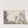 Caracallas termer, i forgrunden en budbringer med vandrestav by Bartholomeus Breenbergh
