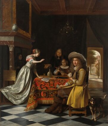 Card players at a table