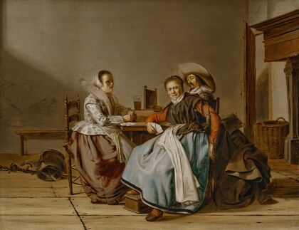 Card players in an interior