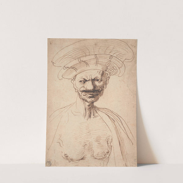Caricature of a Man Wearing a Large Hat by Guercino