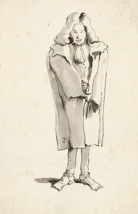Caricature of a Man Wearing an Overcoat