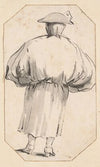 Caricature of a Person in a Voluminous Gown, Seen from Behind