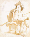Caricature of a Seated Man with a Book and a Cane