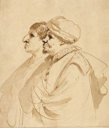 Caricature of Two Men Seen in Profile