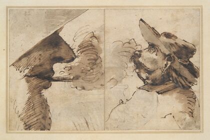 Caricatures of Two Male Heads