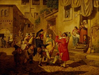 Carnival Gaiety In A Roman Street