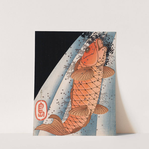 Carp Swimming up a Waterfall by Yashima Gakutei