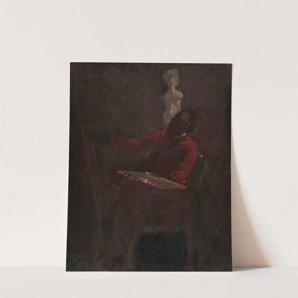 Carpeaux en veston rouge peignant dans son atelier by Jean-Baptiste Carpeaux