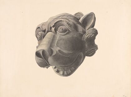 Carved Cat Head Gargoyle