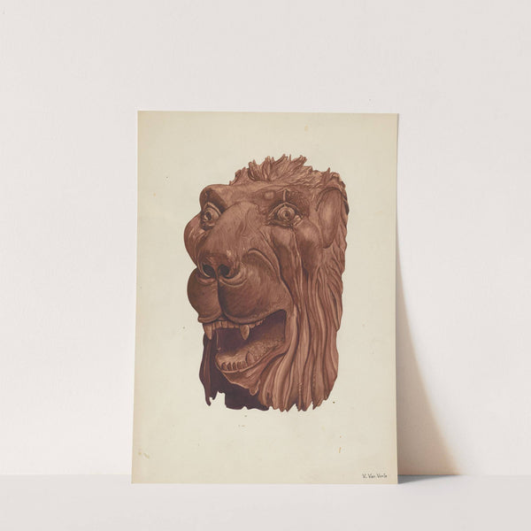 Carved Lion&#039;s Head by Vera Van Voris