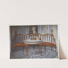 Carved satinwood barback settee, Painted and gilt table by Edwin Foley