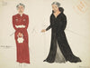 Case of Philip Lawrence: Sue red suit-dress and black floor length coat (1934-1943)