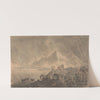 Castle above a Lake with Distant Mountain under Stormy Sky by William Gilpin