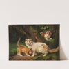 Cat family playing in the forest (1860-70) by Julius Adam the younger