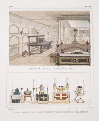 Catacombes de la paroisse des carmes; Petits sarcophages, dans lesquels se conservent des ossements — size preview