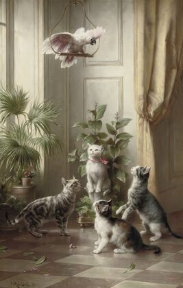 Cats and the cockatoo (1898)