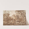 Cattle in a watering place near a fountain late by Michiel Carree