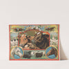 Cattle surrounded by farm animals and horse racing (1895) by Calvert Litho. Co