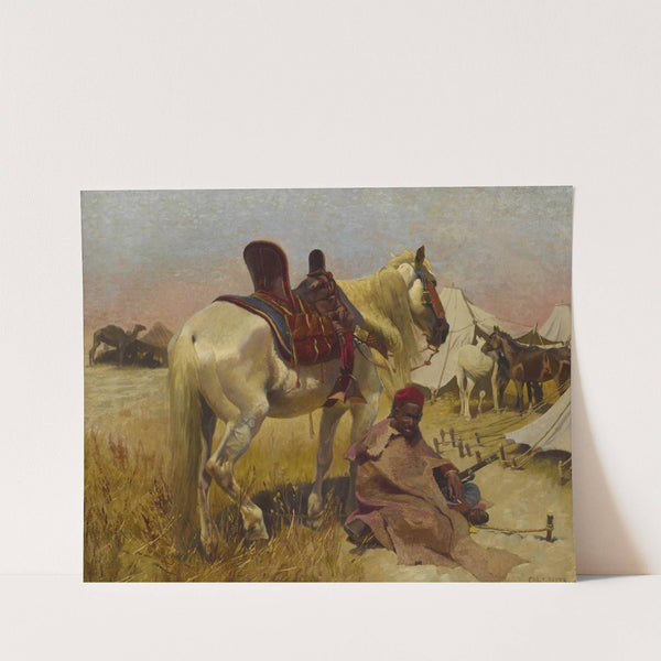 Cavalier arabe et son cheval au camp by Christian Georg Speyer