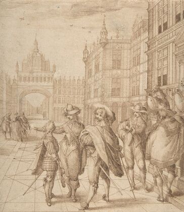 Cavaliers in a City Square