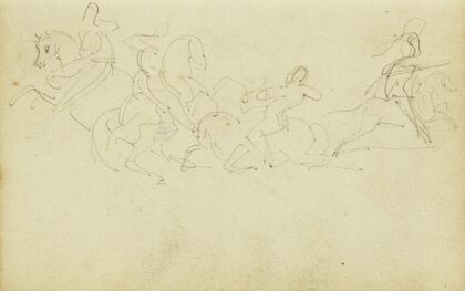 Cavalry skirmish with four horsemen