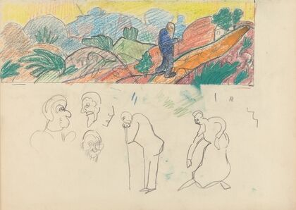 Cave of the Golden Calf; Study for a Mural Decoration, Old Man in Landscape