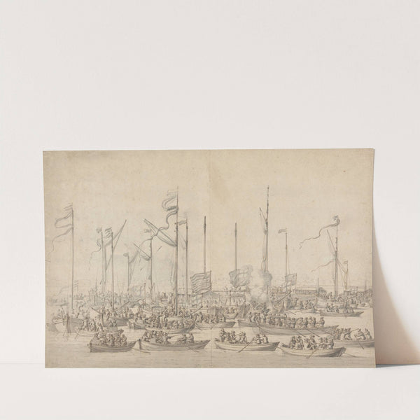 Celebration on the Thames near Whitehall by Willem van de Velde the Elder