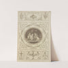 Central design of four cherubs with basket of fruit and leaves, small bird overhead. by Michael Angelo Pergolesi