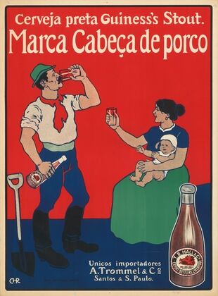Cerveja preta Guinness’s Stout. Marca Cabeça de porco (1900)