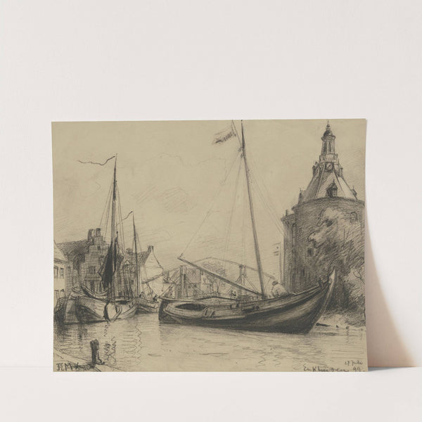 Channel with fishing boats by Friedrich Ernst Morgenstern