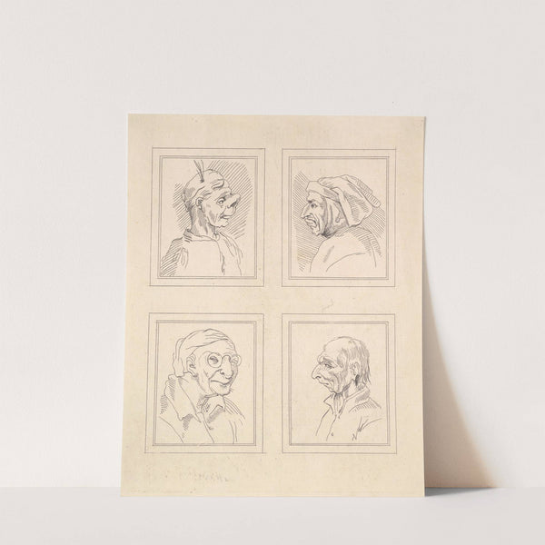 Characaturas by Leonardo da Vinci Pl.16 by Wenceslaus Hollar