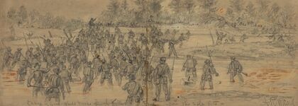 Charge of Genl. Wards troops through Kellys Ford upon the rifle pits