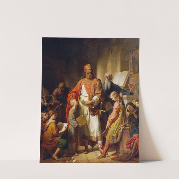 Charlemagne rebukes the careless students (1855) by Karl von Blaas