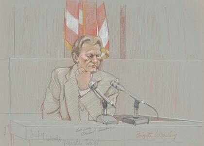 Charles Harrelson on the witness stand during his trail for the murder of Judge John H. Wood. Jr.