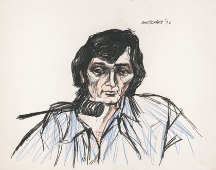 Charles Manson testifying during a trial for the Sharon Tate and the LaBianca murders