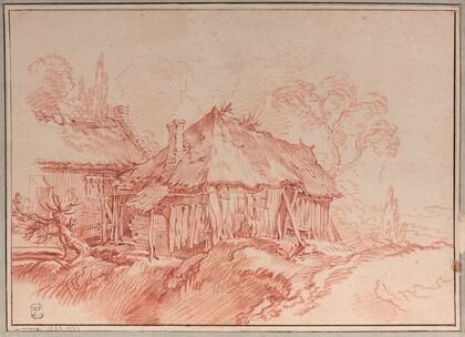 ChaumiÃ¨res dans un paysage, d’aprÃ¨s Abraham Bloemaert